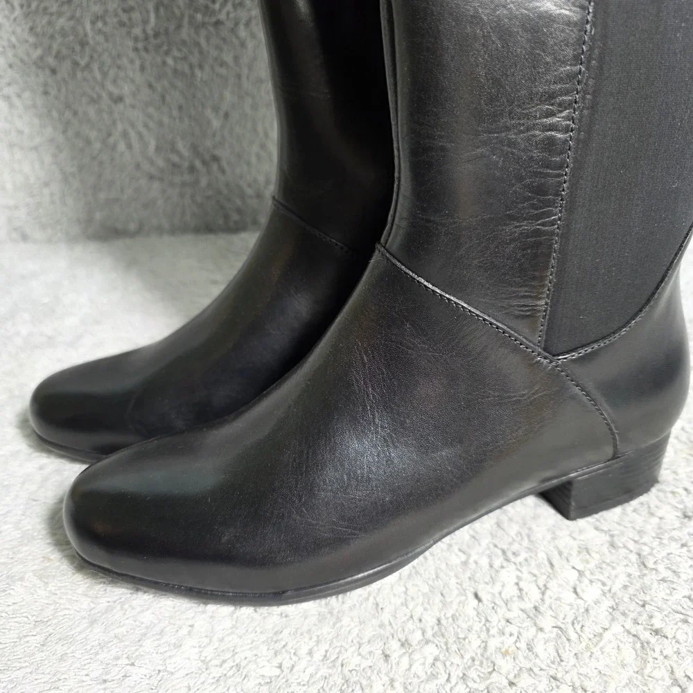 Trotters Womens Black Supple Leather Side Zip Riding Tall Boots Size‎ 6M NEW